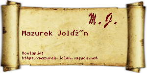 Mazurek Jolán névjegykártya